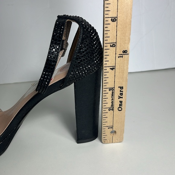 Forever Link Black Rhinestone Block Heel Women’s 7.5 - Picture 7 of 8